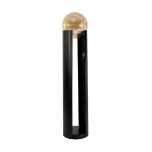 Lámpara pie cristal fumé ámbar y acero negro