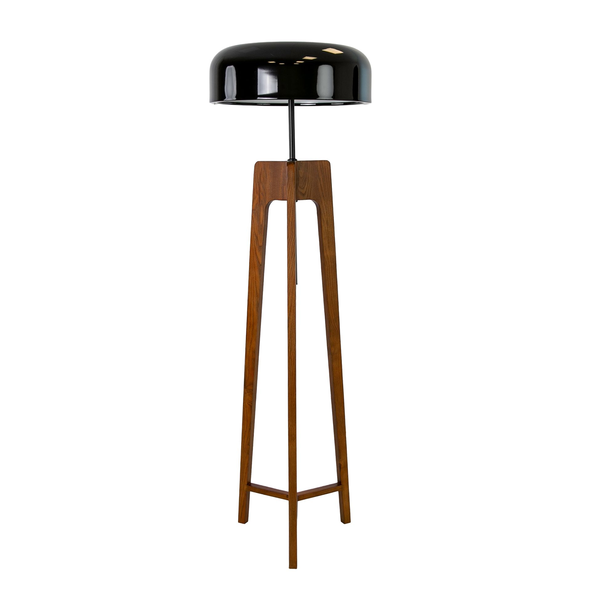 Lámpara pie aluminio negro y blanco y madera pino color nogal Lámpara pie aluminio negro y blanco y madera pino color nogal - Imagen 2