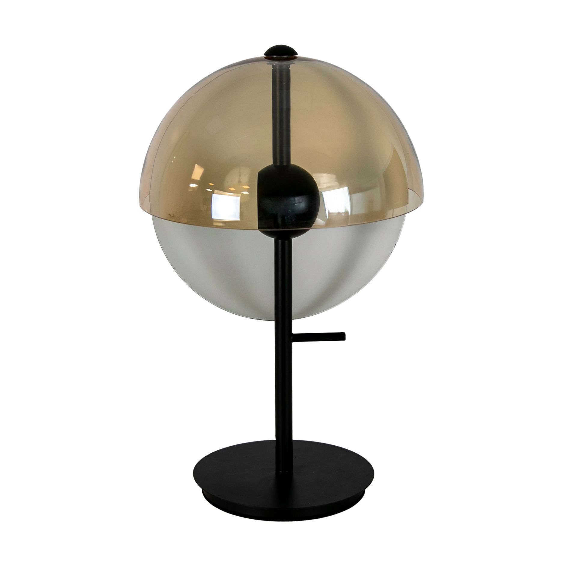 Lámpara sobremesa cristal fumé ámbar y acero negro y blanco con base de acero negro Lámpara sobremesa cristal fumé ámbar y acero negro y blanco con base de acero negro - Imagen 2