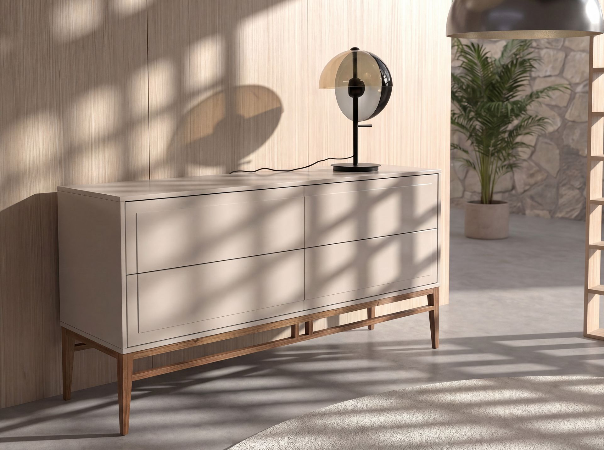 Lámpara sobremesa cristal fumé ámbar y acero negro y blanco con base de acero negro Lámpara sobremesa cristal fumé ámbar y acero negro y blanco con base de acero negro - Imagen 4