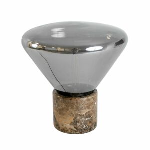 Lámpara sobremesa cristal efecto espejo fumé gris y mármol porcelánico
