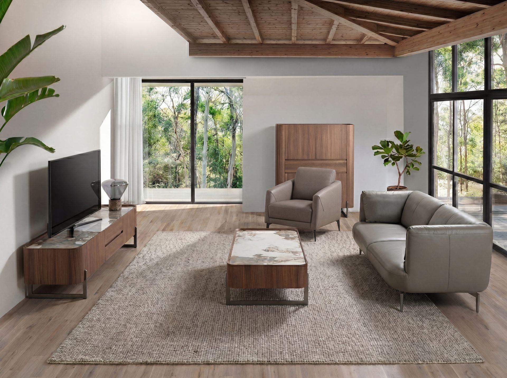 Lámpara sobremesa cristal efecto espejo fumé gris y mármol porcelánico Lámpara sobremesa cristal efecto espejo fumé gris y mármol porcelánico - Imagen 6