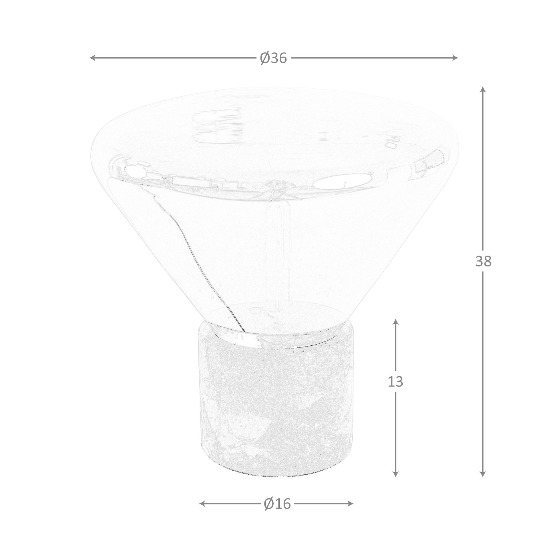 Lámpara sobremesa cristal efecto espejo fumé gris y mármol porcelánico Lámpara sobremesa cristal efecto espejo fumé gris y mármol porcelánico - Imagen 8