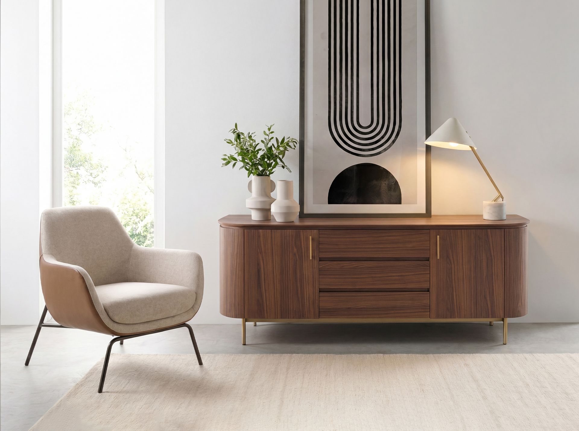 Lámpara sobremesa acero blanco y acero pulido dorado con base de mármol porcelánico Lámpara sobremesa acero blanco y acero pulido dorado con base de mármol porcelánico - Imagen 4